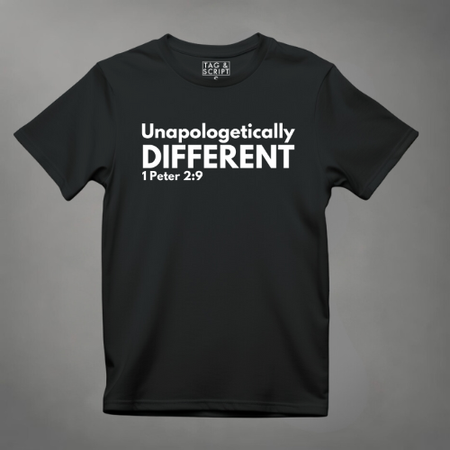 Unapologetically Different: 1 Peter 2:9 T-Shirt tagandscript